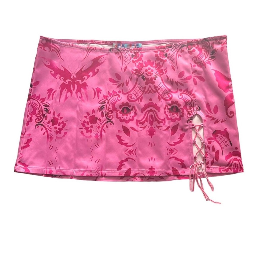 Urban Outfitters Pink Patterned Skirt with Lace-Up
